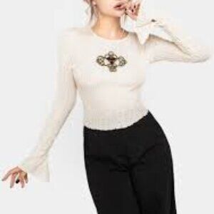 Mariana Embroidered Flute Sleeve Top Size 6 Disturbia